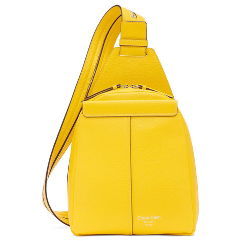 Calvin Klein Women's Myra Backpack for Women - Vegan Leather Convertible Sling Backpack, 2 Pockets, Daffodil, One Size