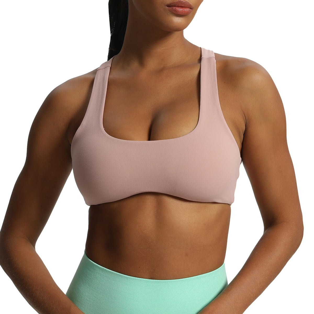 Aoxjox Women's Workout Sports Bras Fitness Backless Padded Define Sculpt Racerback Bra Yoga Crop Tank Top (Woodrose, Small)