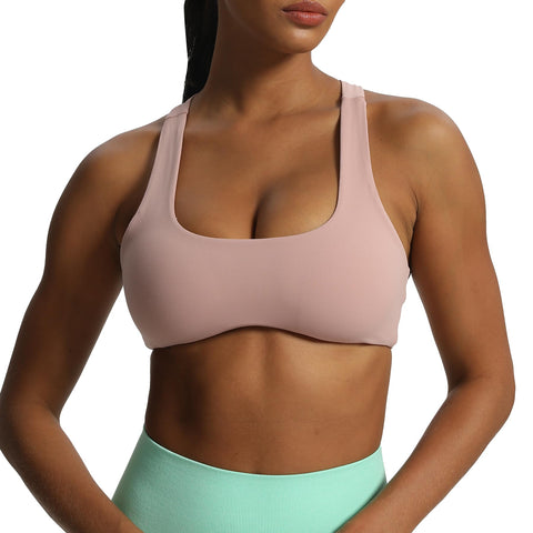 Aoxjox Women's Workout Sports Bras Fitness Backless Padded Define Sculpt Racerback Bra Yoga Crop Tank Top (Woodrose, Small)