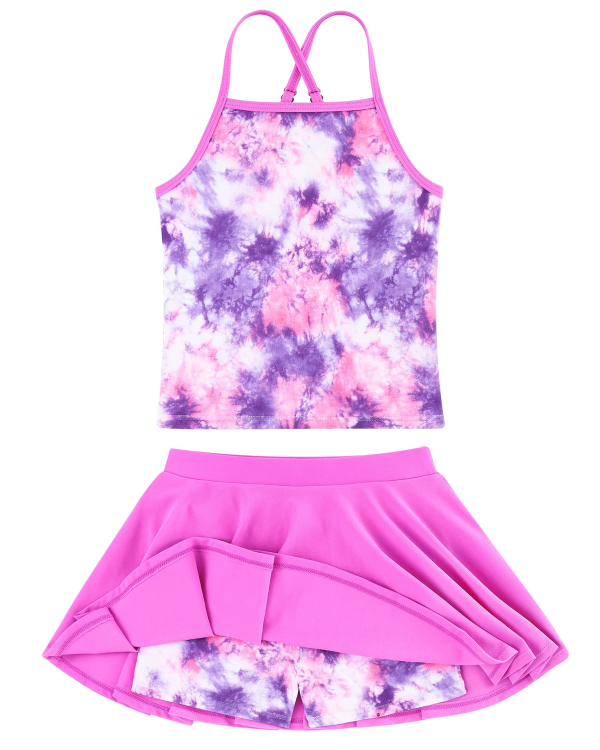 Girl Tie Dye Swimsuit Size 9 10 Tankini Adjustable Bathing Suit Hawaii Swimwear Quick Dry