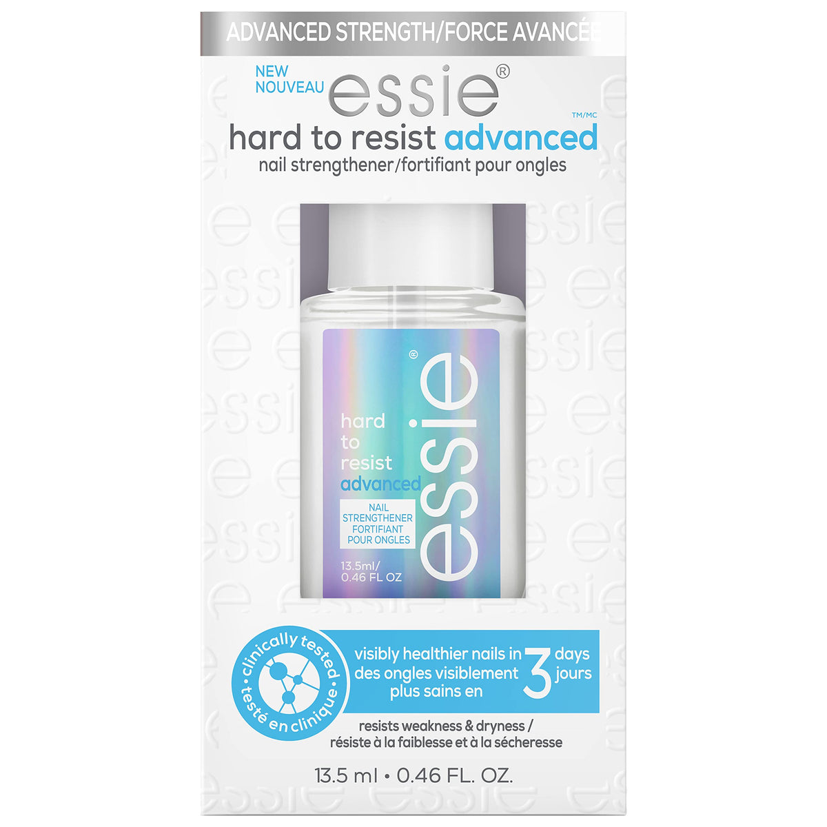 essie Nail Care, Strengthener Treatment, 8-Free Vegan, Nail Repair For Damaged Nails, Hard To Resist Advanced, 0.46 fl oz