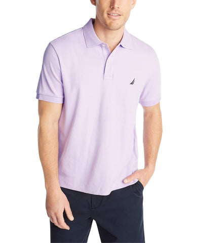 Nautica Men's Classic Fit Short Sleeve Solid Soft Cotton Polo Shirt, Lavendula, Small