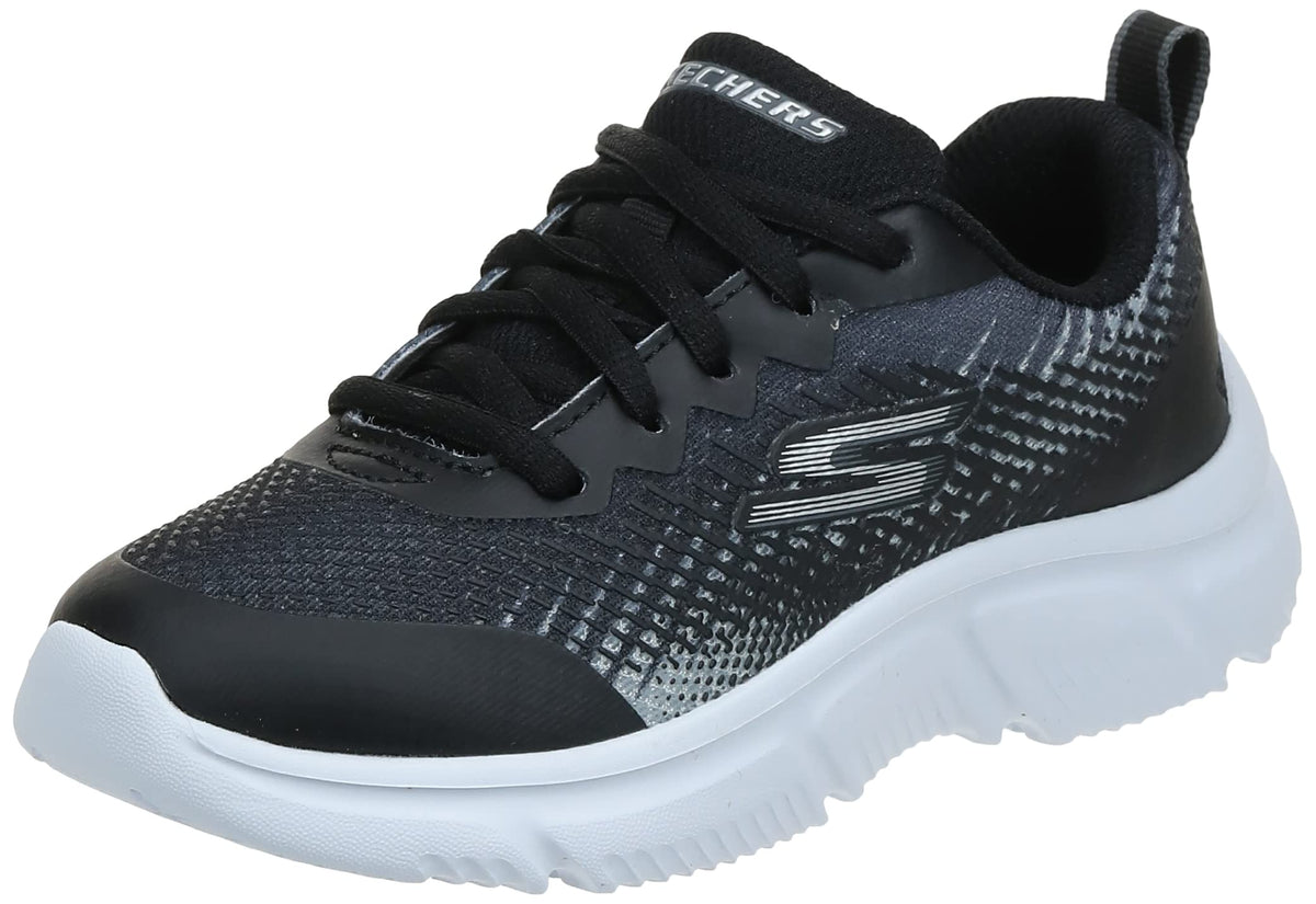 Skechers Kids Boy's Go Run 650 Sneaker, Black/Silver, 12.5 Little Kid