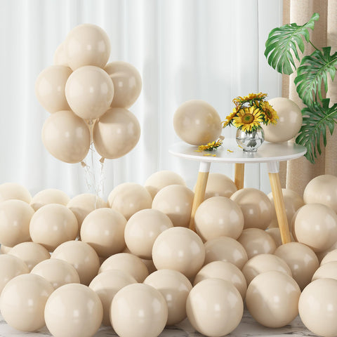 White Sand Balloons 60pcs 5inch Small Beige Balloon for Balloon Garland Arch 5'' Round Mini Neutral Cream Nude Latex Balloon for Birthday Party Decoration DIY Baby Shower Wedding Annversary