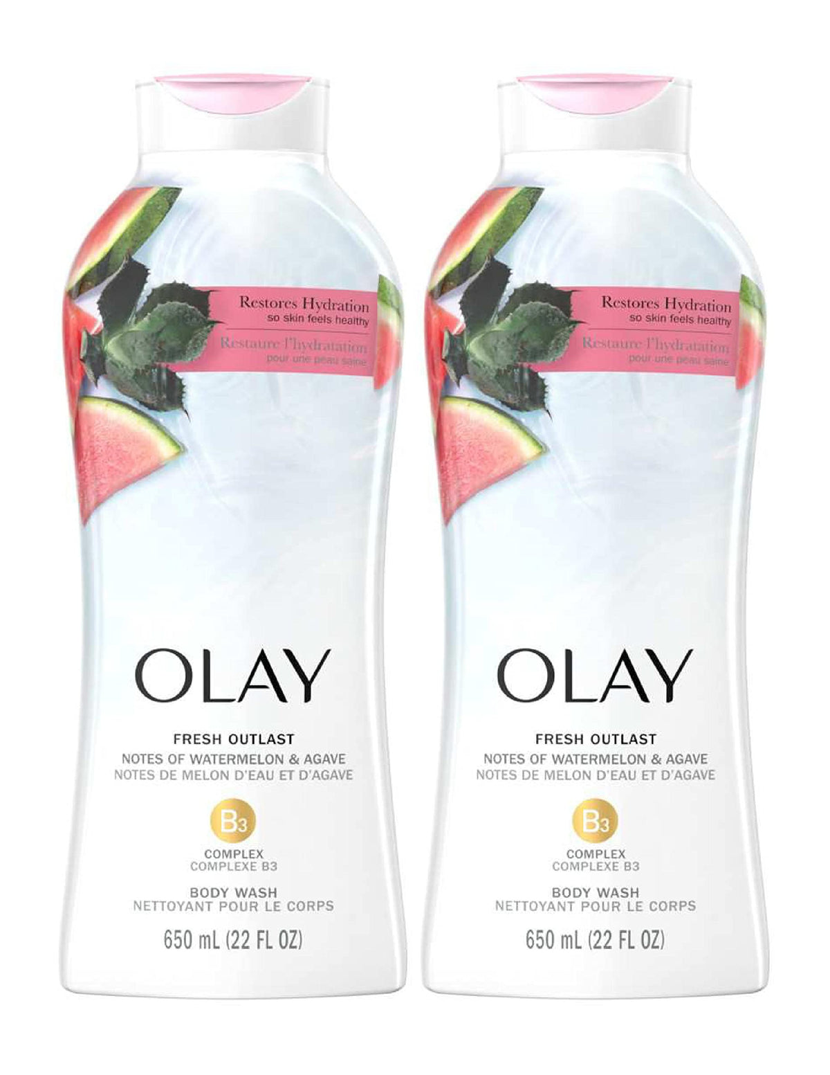 Olay Body Wash Fresh Water Melon And Agave 22 Ounce (Pack of 2)