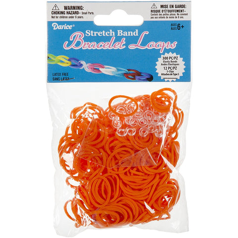 Darice 312-Piece Stretch Band Bracelet Loops and S-Clips Set, Orange