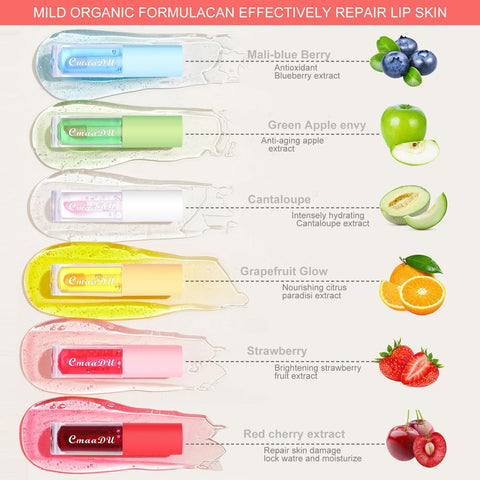 FantasyDay Plumping Lip Oil Set, Clear Lip Gloss for Lip Care, Fruit Flavour Hydrating Lip Glow Oil Toot Lip Oil, Nourishing, Non-sticky