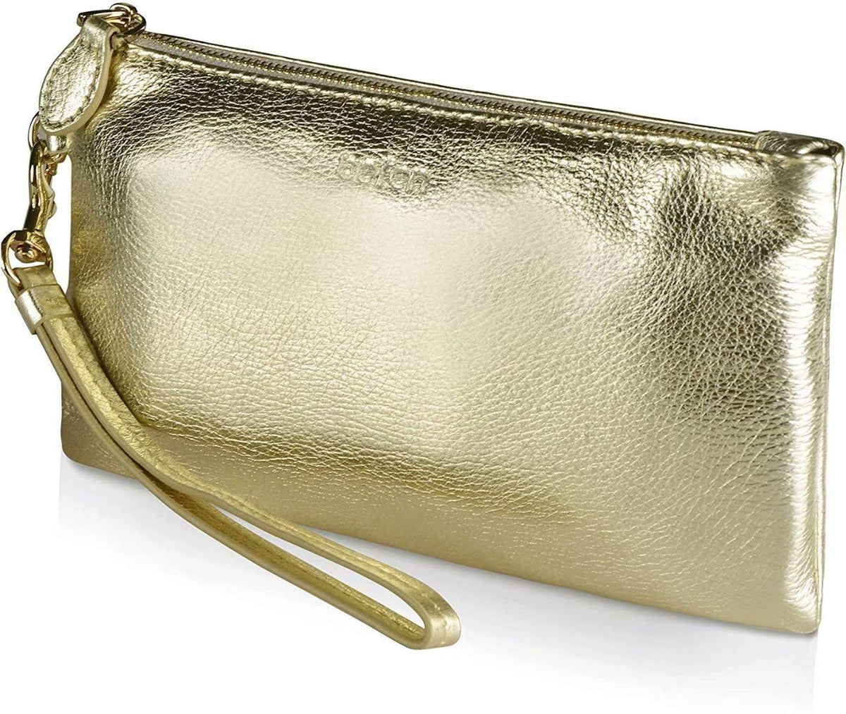 befen 100% Genuine Leather Clutch bags for women,?Small? Real Leather Ladies Wristlet Purse with Detachable Wrist Strap & Zip Closure for Evening,Holiday, Fit Phone 8 Plus or Phone Less 6.5 Inch