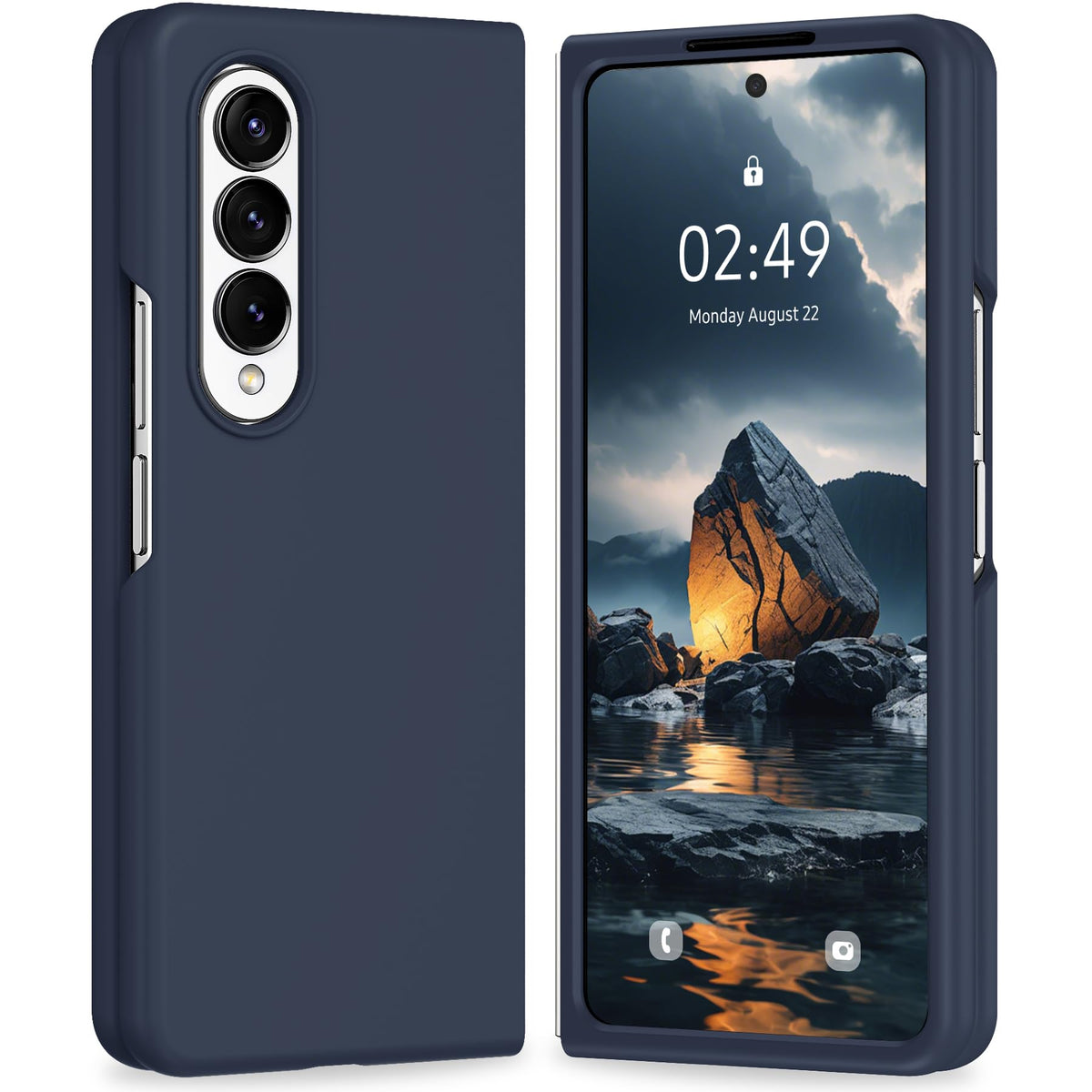 Meifei Case for Samsung Galaxy Z Fold 4 5G, Slim Silicone Case, Midnight Blue, Heavy Duty Protection