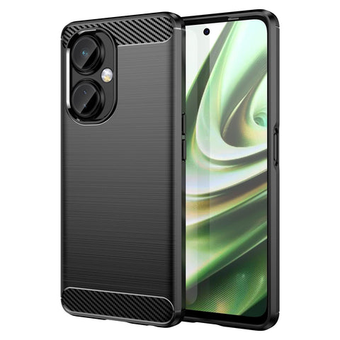Wookfiss Cover for OnePlus Nord CE 3 Lite 5G Silicone Case,TPU Design Carbon Fiber Original Case Black Cover,Shockproof Anti-Scratch Slim