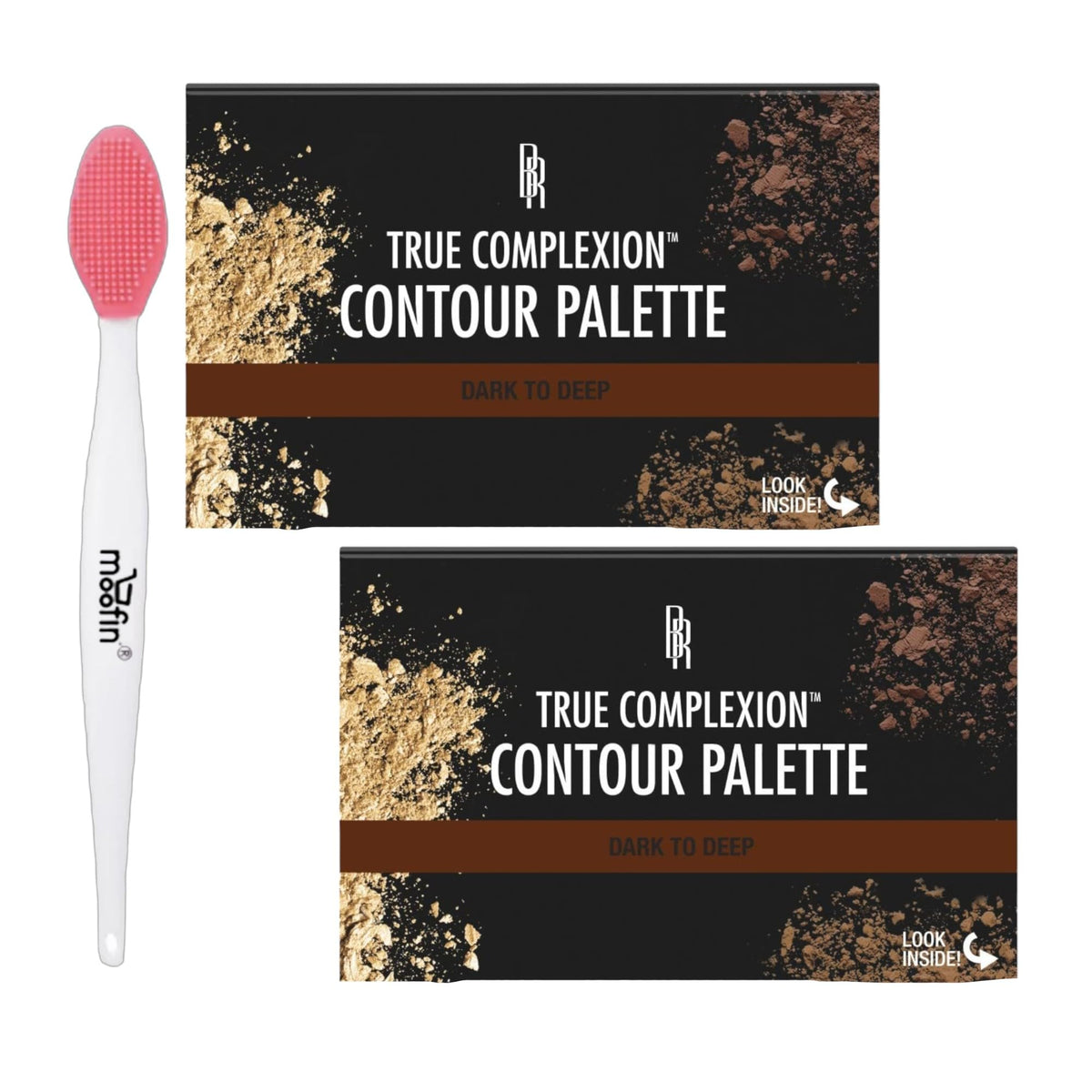 Contour Palette True Complexion, Dark To Deep, with Moofin Nose Cleaning Brush, Sculpting Palette & Highlighting Powder Contouring Palette, Blendable Shades for Definition~ [Pack of 2]
