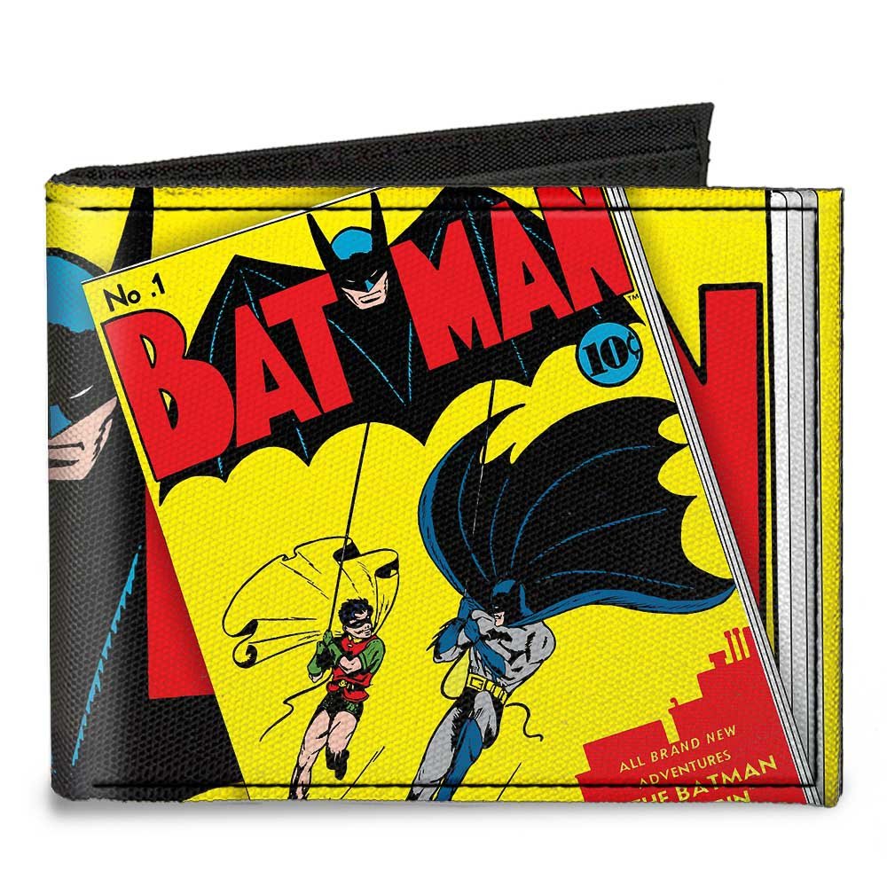 Buckle-Down mens Buckle-down Canvas Bifold - Classic Batman Issue #1 Robin & Batman/Logo Close-up Cover Pose Wallet, Multicolor, 4.0 x 3.5 US