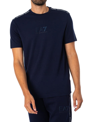 EA7 Men's Raised Logo T-Shirt, Blue, S