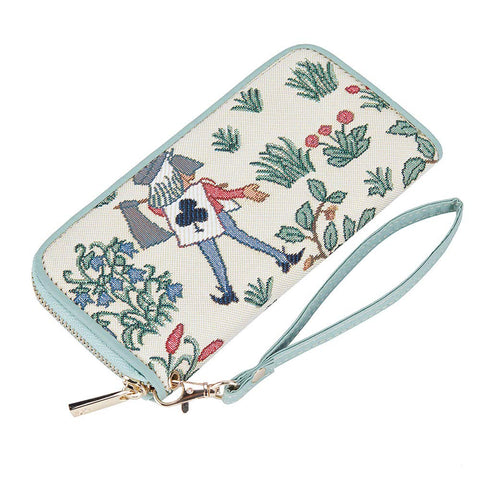Signare Tapestry Long Zip RFID-Blocking Credit Card Holder Wallet for Women with Flower and Garden Design (Alice in Wonderland; LZIP-ALICE)