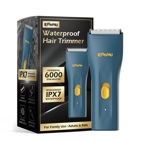 ENSSU Hair Clippers, Waterproof Men Body Hair Trimmer, Cordless Hair Cutting Kit for Head, Rechargeable Home Barber Haircut Trimmer for Kids/Men/Boys/Adults, Dark Blue