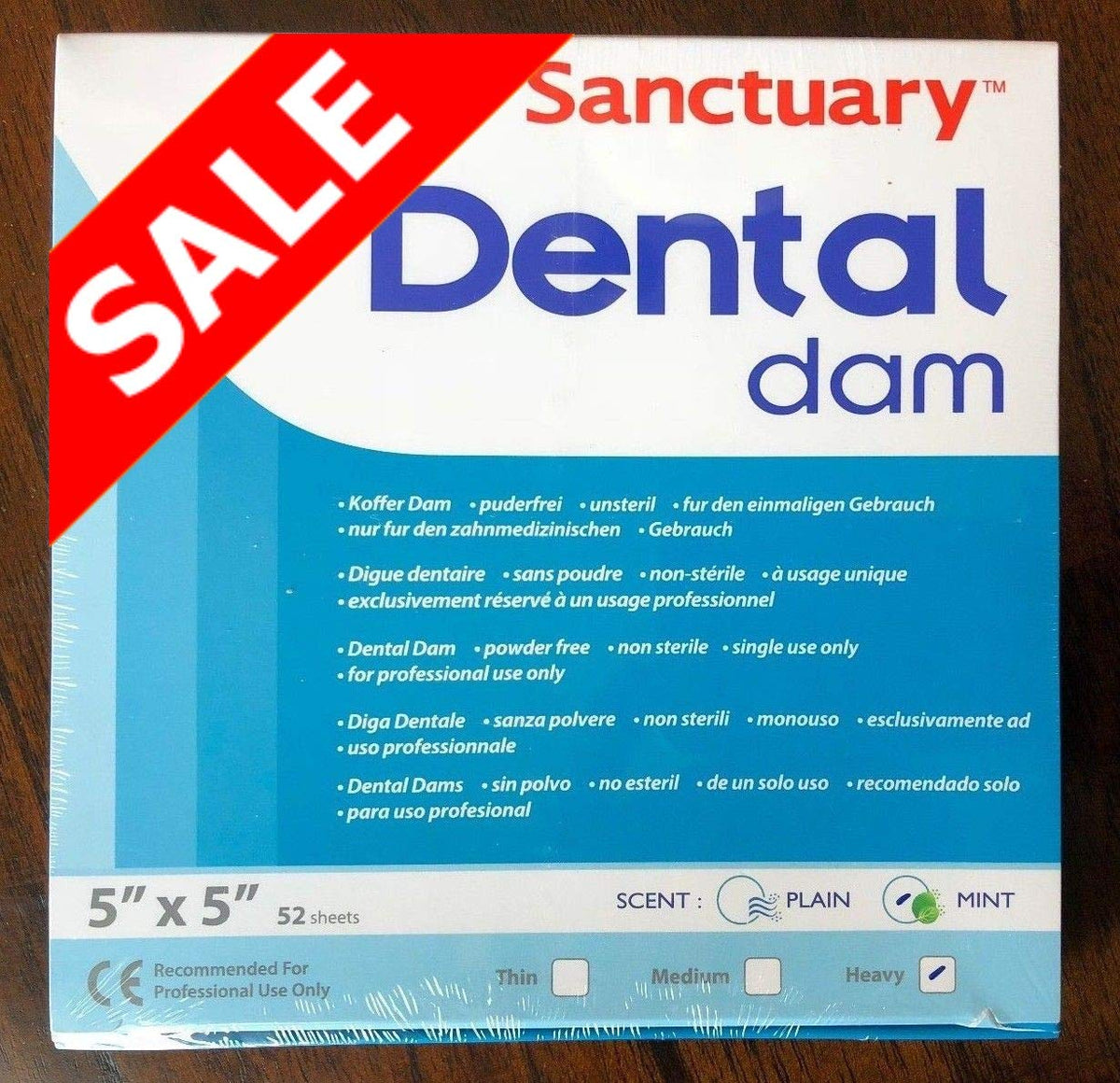(MADE IN MALAYSIA) SANCTUARY DENTAL DAM LATEX 5"X5" (HEAVY) GREEN 52 SHEETS (5X5, GREEN)