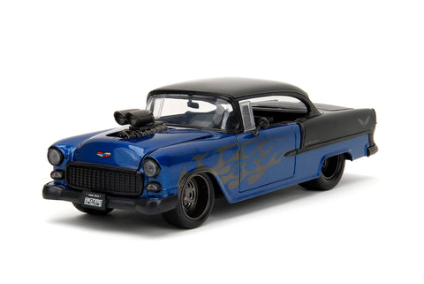 Big Time Muscle 1:24 1955 Chevy Bel-Air Die-Cast Car, Toys for Kids and Adults(Blue/Black)