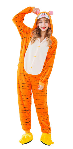 FunnyCos Adult Onesie Animal Pajamas Unisex Halloween Cosplay Costume Loungewear Tigger S