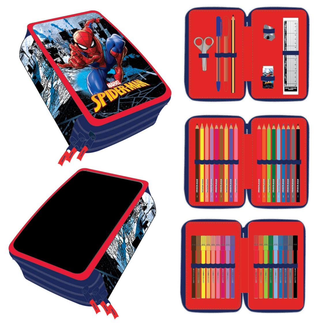 CERDÃƒÆ’Ã†â€™Ãƒâ€ Ã¢â‚¬â„¢ÃƒÆ’Ã¢â‚¬Å¡Ãƒâ€šÃ‚Â LIFES LITTLE MOMENTS - Spiderman 3 Compartments School Pencil Case | Includes All School Supplies Necessary for Preschool and Elementary - Official Marvel Licensed