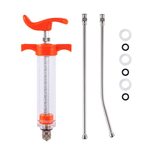 20ML Syringe with 2 Drench Nozzle Young Birds Feeding Syringe Adjustable Dosage Reusable Syringes Drench Gun for Goat, Horse, Sheep, Pig, Cattle, Dog or Cat