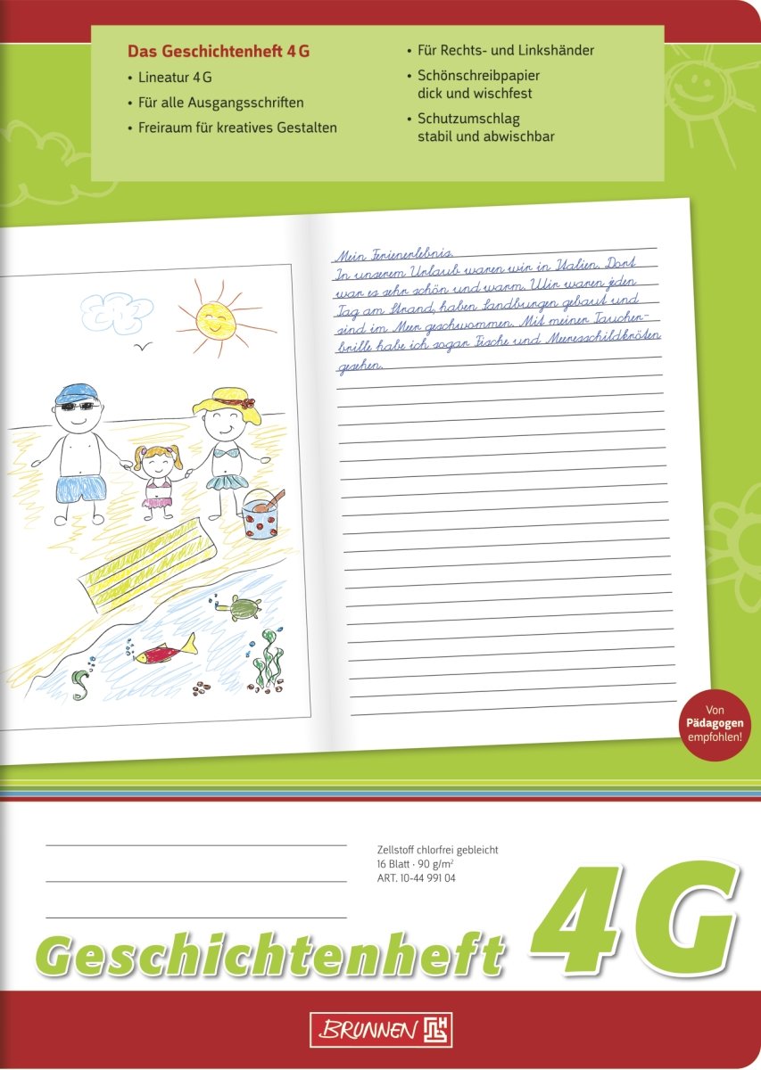 Brunnen 104499104 Story Notebook, A4, 16 Pages, Lined, Style 4G