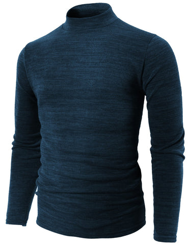 H2H Mens Thermal Knitted Long Sleeve Pullover Sweater with Mock Neck and Slim Fit Navy US 3XL/Asia 6XL (KMTTL0412)