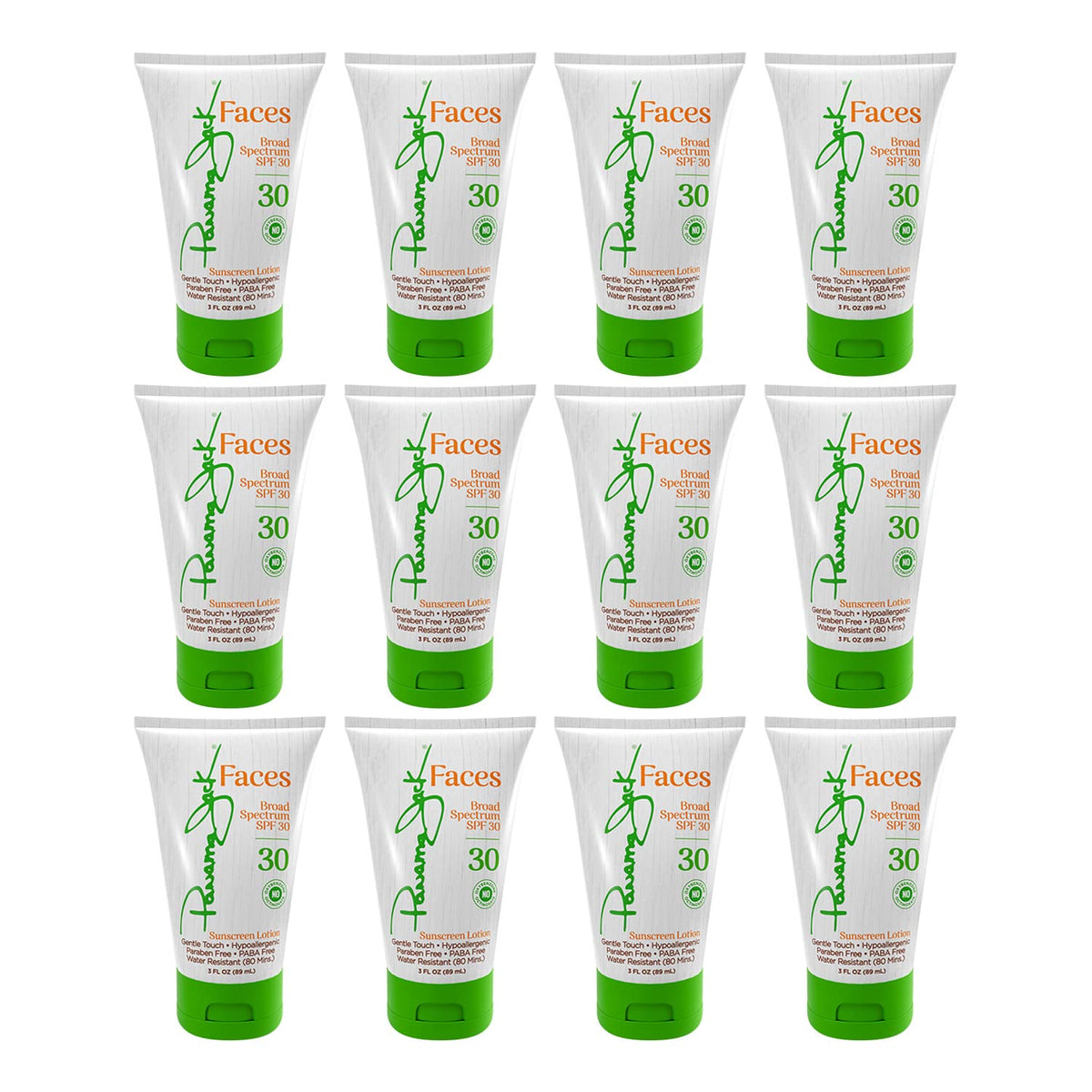 Panama Jack Faces Sunscreen Lotion - SPF 30, Broad Spectrum UVA/UVB Protection, Hypoallergenic, PABA, Paraben, & Gluten Free, 3 FL OZ (Pack of 12)