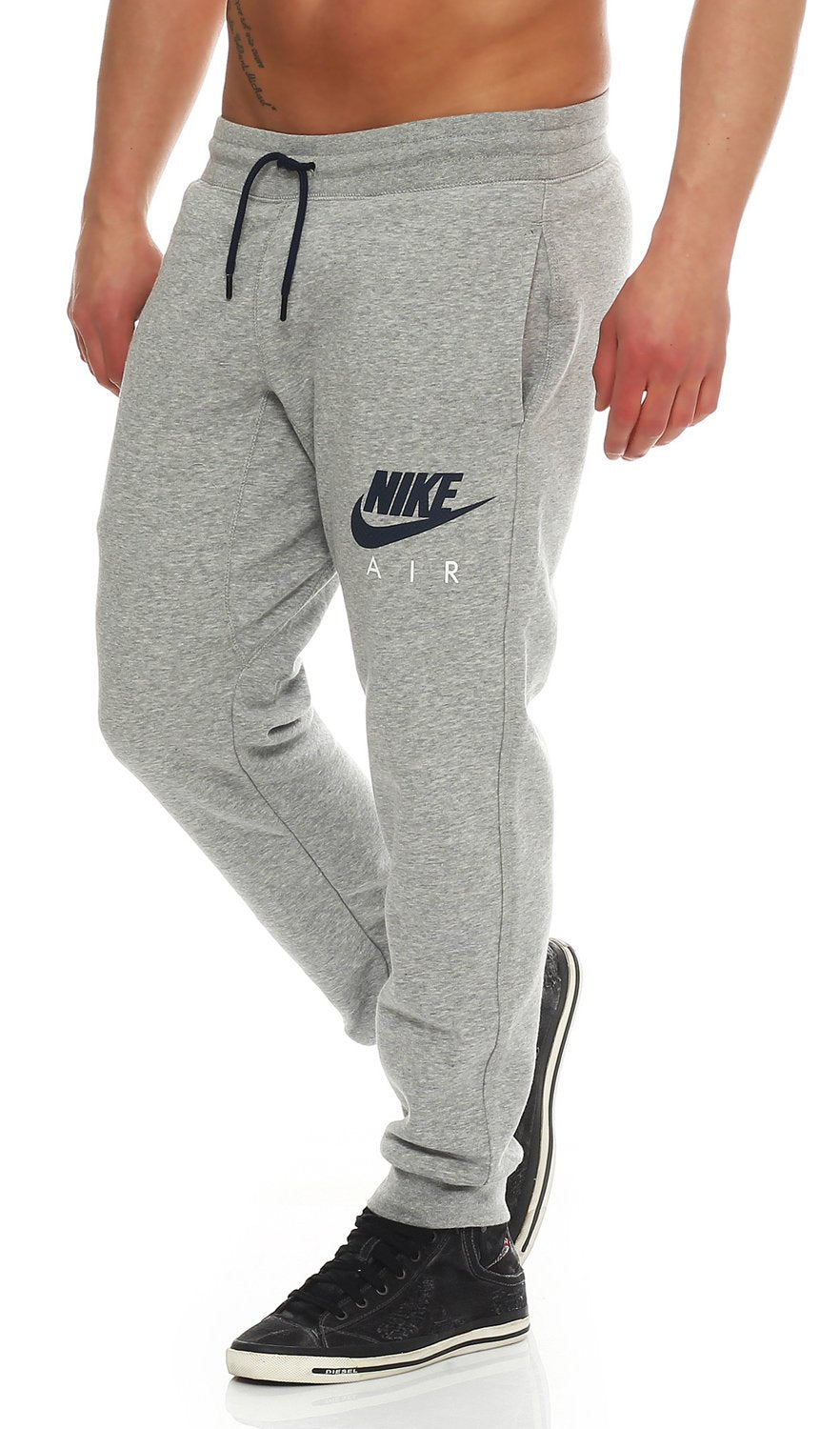Nike Mens Aw77 Flc Cuff Pants - Dark Grey Heather/Obsidian, Large