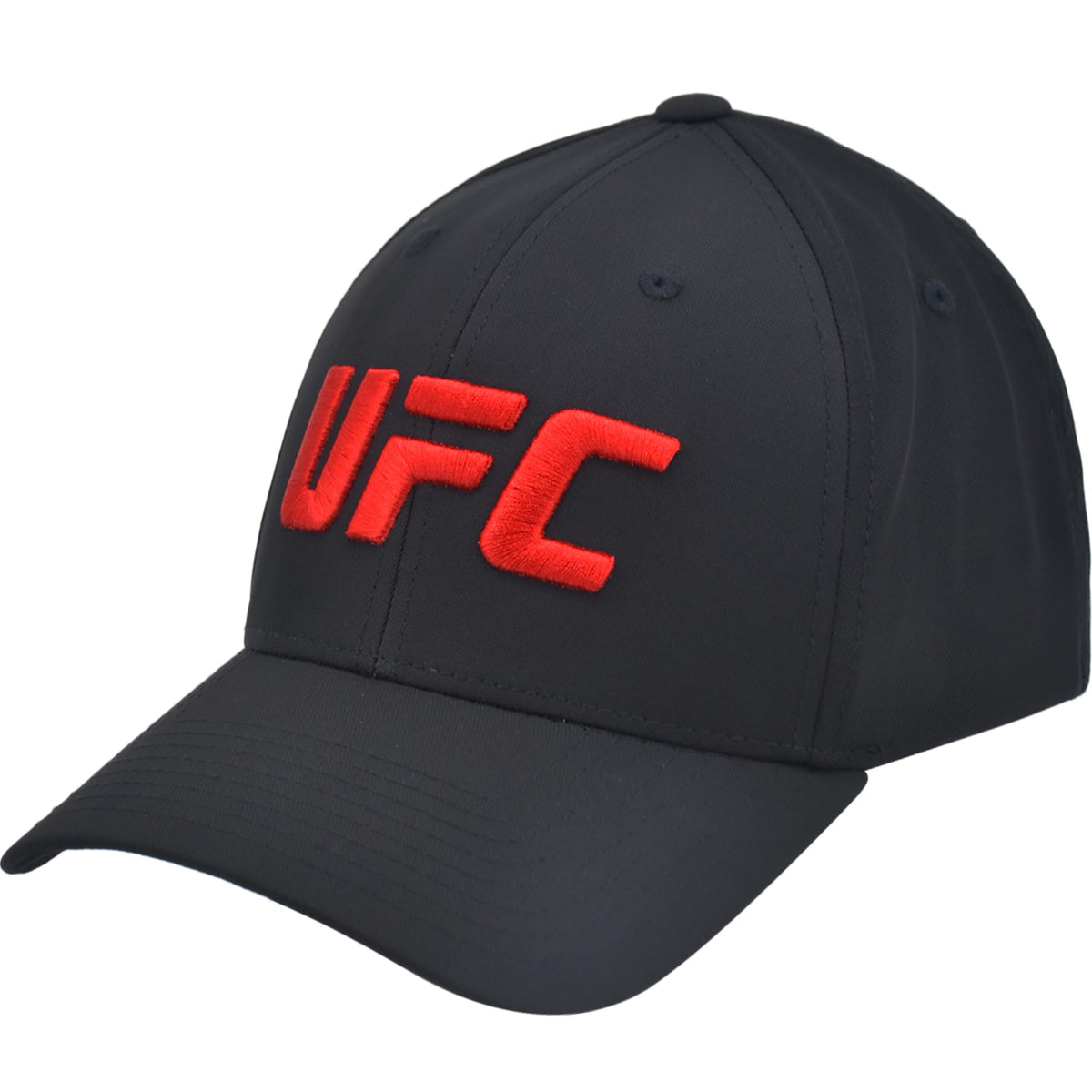 UFC Baseball Hat, 6 Panel Adult Flex Fit Active Cap with Curved Brim, Black, One Size