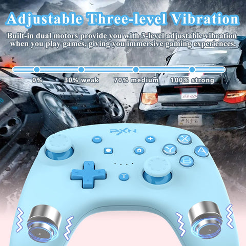PXN 9607X Wireless Switch Pro Controller for Switch Controller/Switch Lite/Switch OLED, Switch Pro Controller with Wake-up, Turbo, NFC, Motion, Vibration (Cyan)
