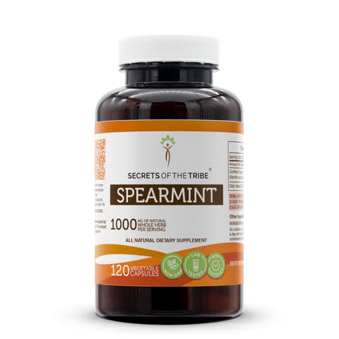 Secrets of the Tribe Spearmint Capsules 1000 mg Spearmint (Mentha spicata) Dried Leaf, Women's Hormone Support Supplement (120 Capsules)