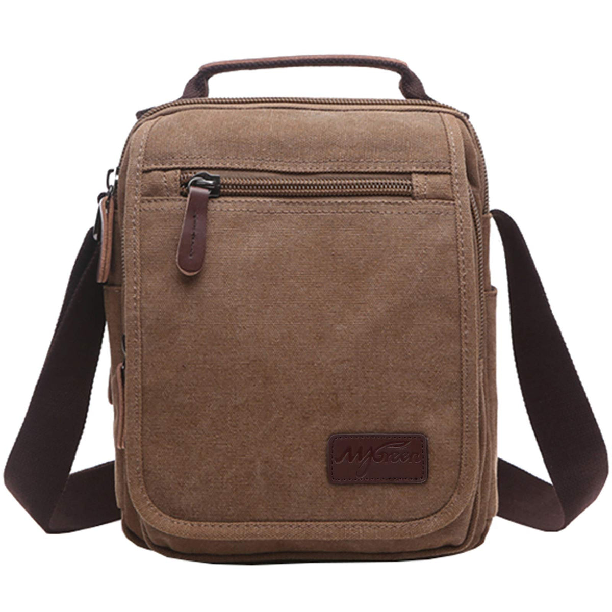 mygreen Men's Multifunctional Canvas Shoulder Bag Handbag Multi-Pockets Business Messenger Bags Outdoor Sports Over Shoulder Crossbody Side Bag