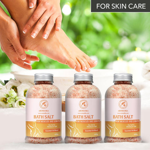 Bath Salt Set Joint & Muscle 3?600g - Bath Salt with Essential Oils Lavender & Sage & Rosemary - Sea Salt and Himalayan Salt - Natural Bath Salt - Good for Bath - Relaxation - Body Care