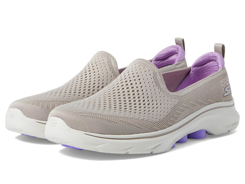 Skechers Women's Go Walk 7 Vina Sneaker, Taupe/Lavender, 6.5