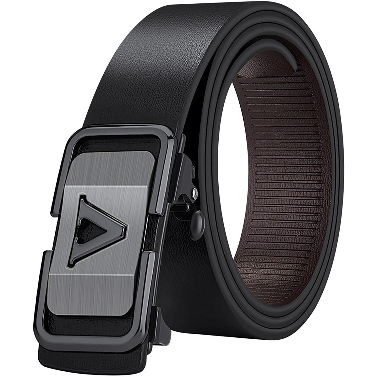 VANNANBA Leather Ratchet Belts for Men with The Letter V B Buckle? Belt Tail Hidden Design Belts with Gift Box