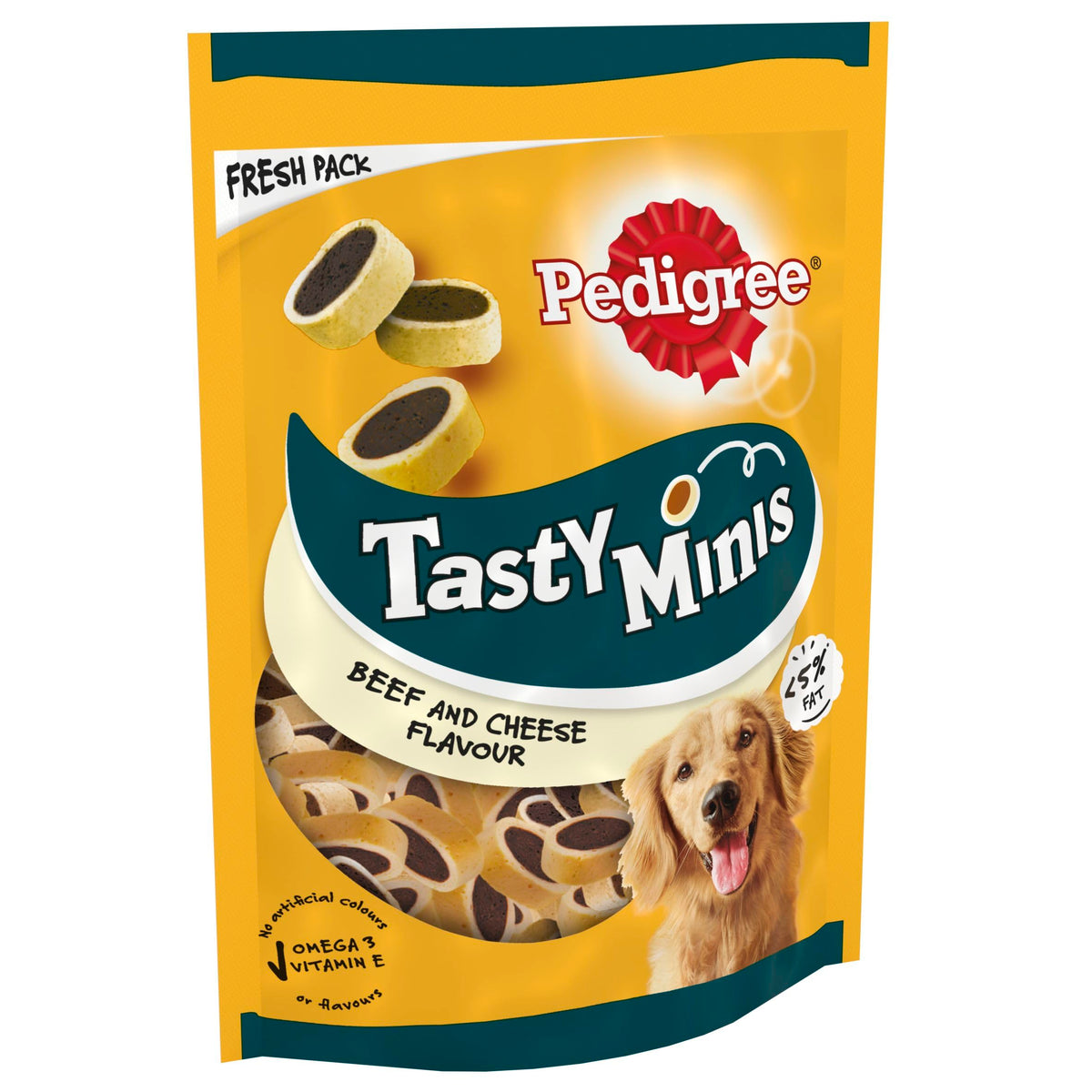 Pedigree Tasty Minis 8 x 140 g Bags, Dog Training Treats, Cheesy Nibbles with Cheese and Beef Flavouring