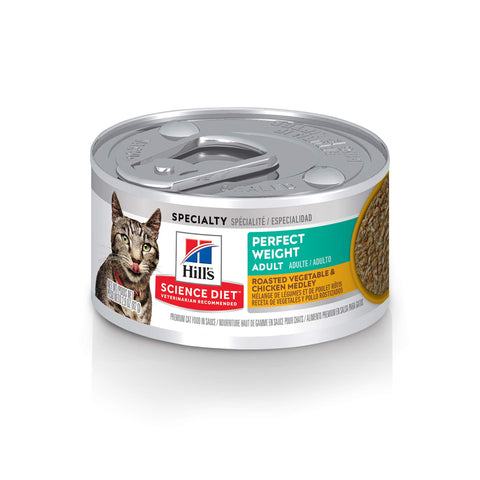 Hill's Science Diet Canned Wet Cat Food, Adult, Perfect Weight for Weight Management, Roasted Vegetable & Chicken Recipe, 2.9 oz Cans, 24 Pack