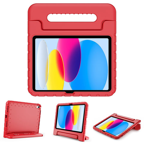 ProCase Kids Case for iPad A16 11th Generation 2025/iPad 10th Generation 2022 with Pencil Holder, iPad 11/10 Case Shockproof Lightweight Cover with Stand Convertible Handle for Children -Red