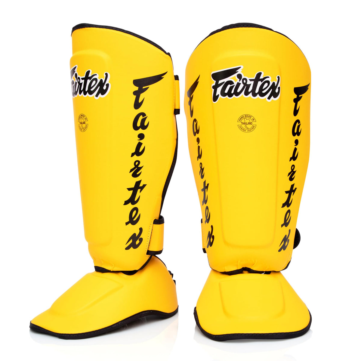 Fairtex SP7 Muay Thai Shin Guards for Men, Women, Kids | Shin Guards Made with Syntek Leather & are Premium, Lightweight & Durable | Detachable shin & Foot Protector- Extra Large, Yellow