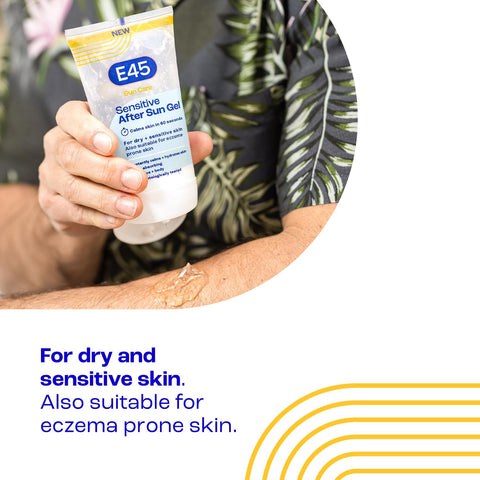 E45 Cooling Sensitive After Sun Gel for Face and Body - Dermatologically Tested & Fragrance-Free - Soothing Non-sticky Formula - Suitable For Dry, Sensitive and Eczema Prone Skin (150ml)