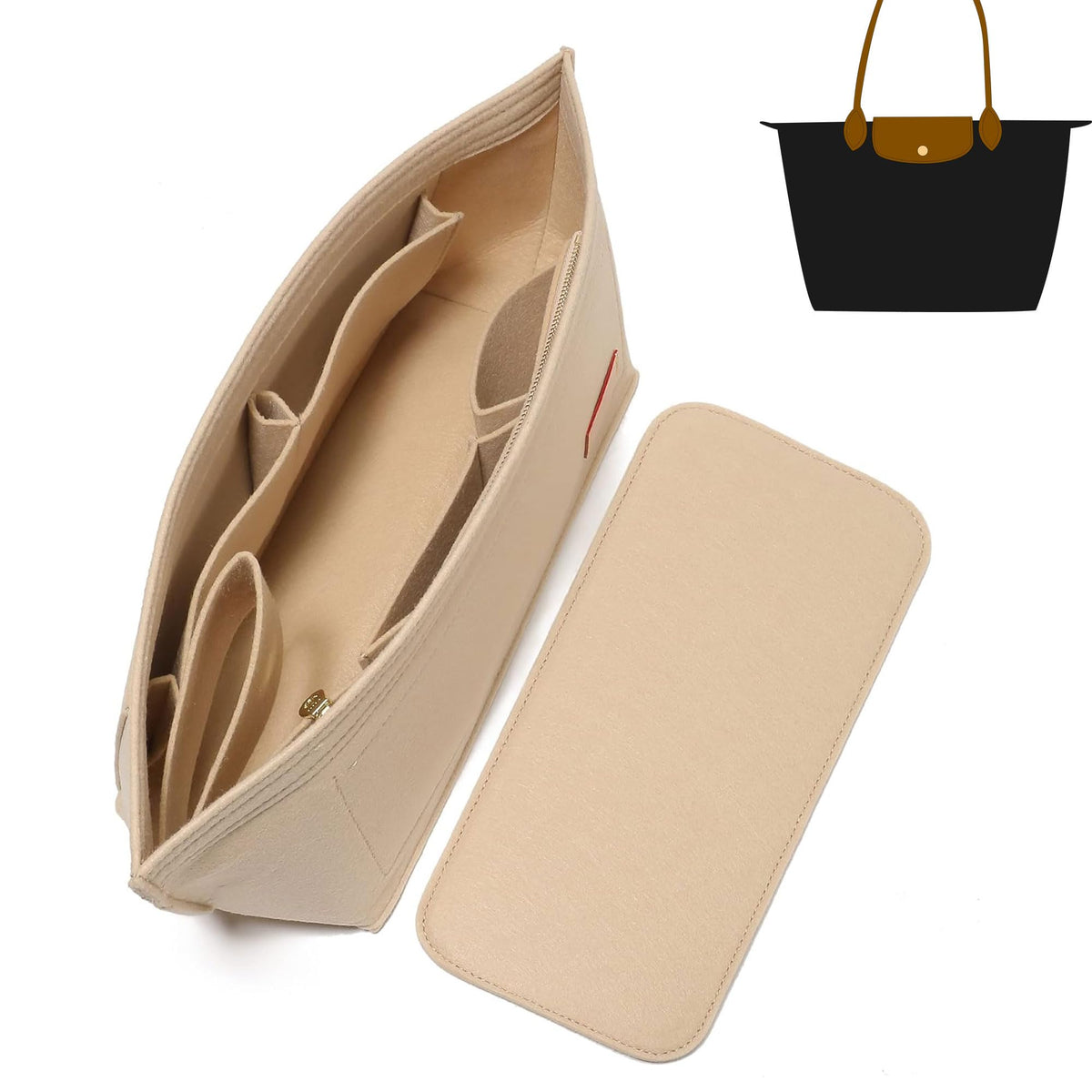 KESOIL Purse Organizer Insert for Handbags & Base Shaper, Felt Bag Organizer for LePliage L Tote, with 2 Sizes, Compatible with Neverfull Speedy, Coach and More (PM, Felt-Beige
