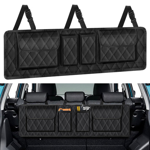 Femuar Car Trunk Organizer, Large Capacity Backseat Trunk Organizer(41"*10"), Hanging Car Storage Organizer with Lids, Car Organizer for SUV/MPV/Truck
