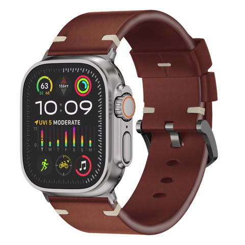 Ultra Supply Co. Leather Band for Apple Watch Ultra 2/1 Genuine Top Grain Leather Strap for Ultra 2, Ultra 49mm (Brown)