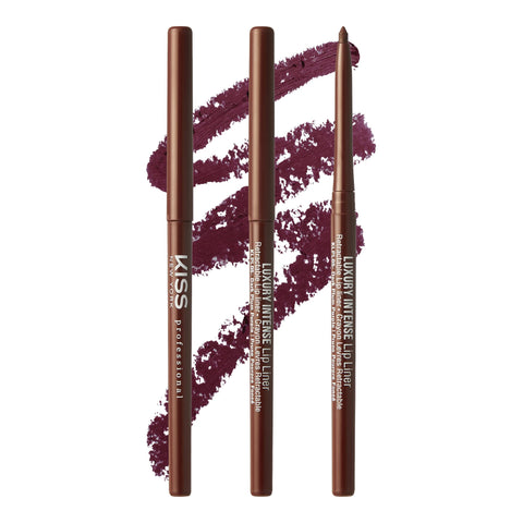 KISS New York Professional Lip Liner, Long-Lasting Luxury Intense Lipliner, Creamy Retractable Easy to Use Richly Pigmented Lip Liner Pencil 3 PCS (Dark Plum Purple)