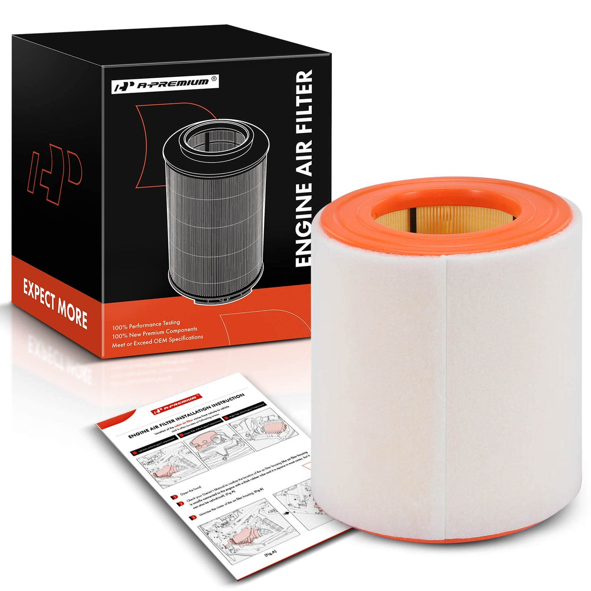 A-Premium Engine Air Filter Compatible with Audi A6 Quattro, A7 Quattro, S6, S7, 2012-2018, 3.0L 4.0L, Replace# 4G0133843