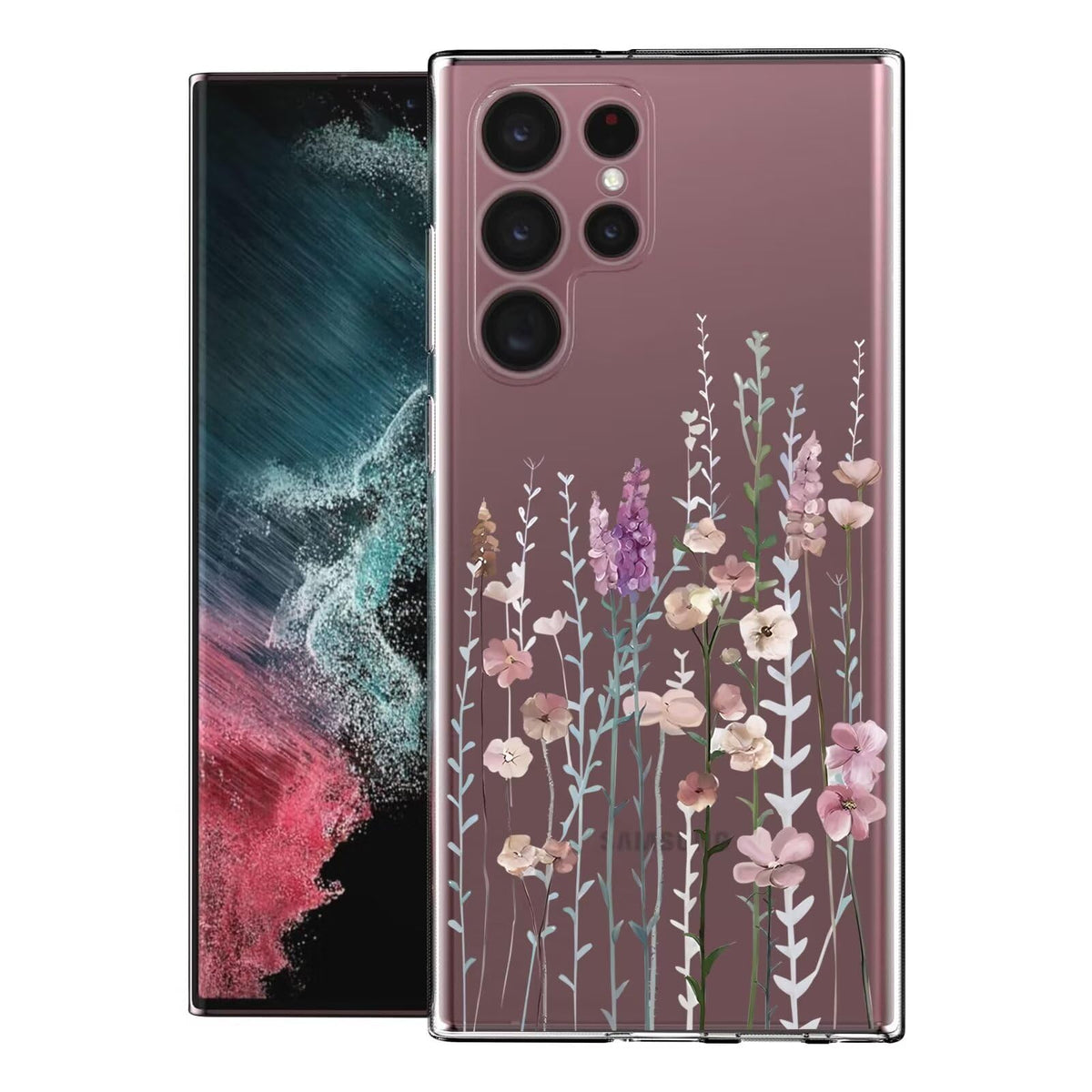 Kaywzo Case for Samsung Galaxy S22 Ultra 5G,Transparent TPU Case with Paintings Flower Pattern,Ultrathin Shockproof Protection Cover,Slim Thin Lady Woman Silicone Case-3