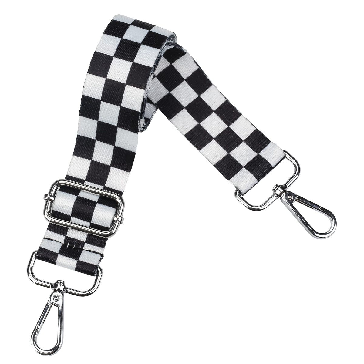 5Chaos Checker Plaid Purse Strap for Crossbody Shoulder Handbag, British Style England Canvas Adjustable Strap for Women Bag Replacement Silver Hook