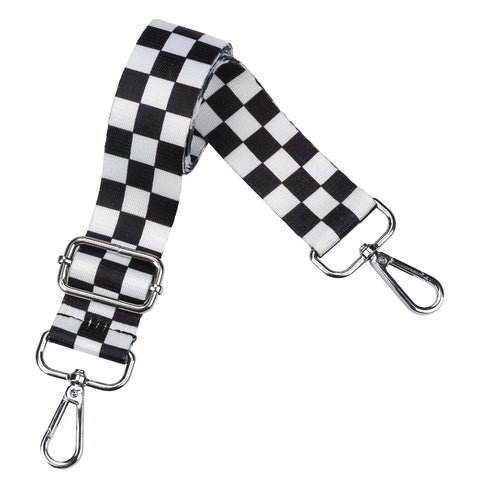 5Chaos Checker Plaid Purse Strap for Crossbody Shoulder Handbag, British Style England Canvas Adjustable Strap for Women Bag Replacement Silver Hook