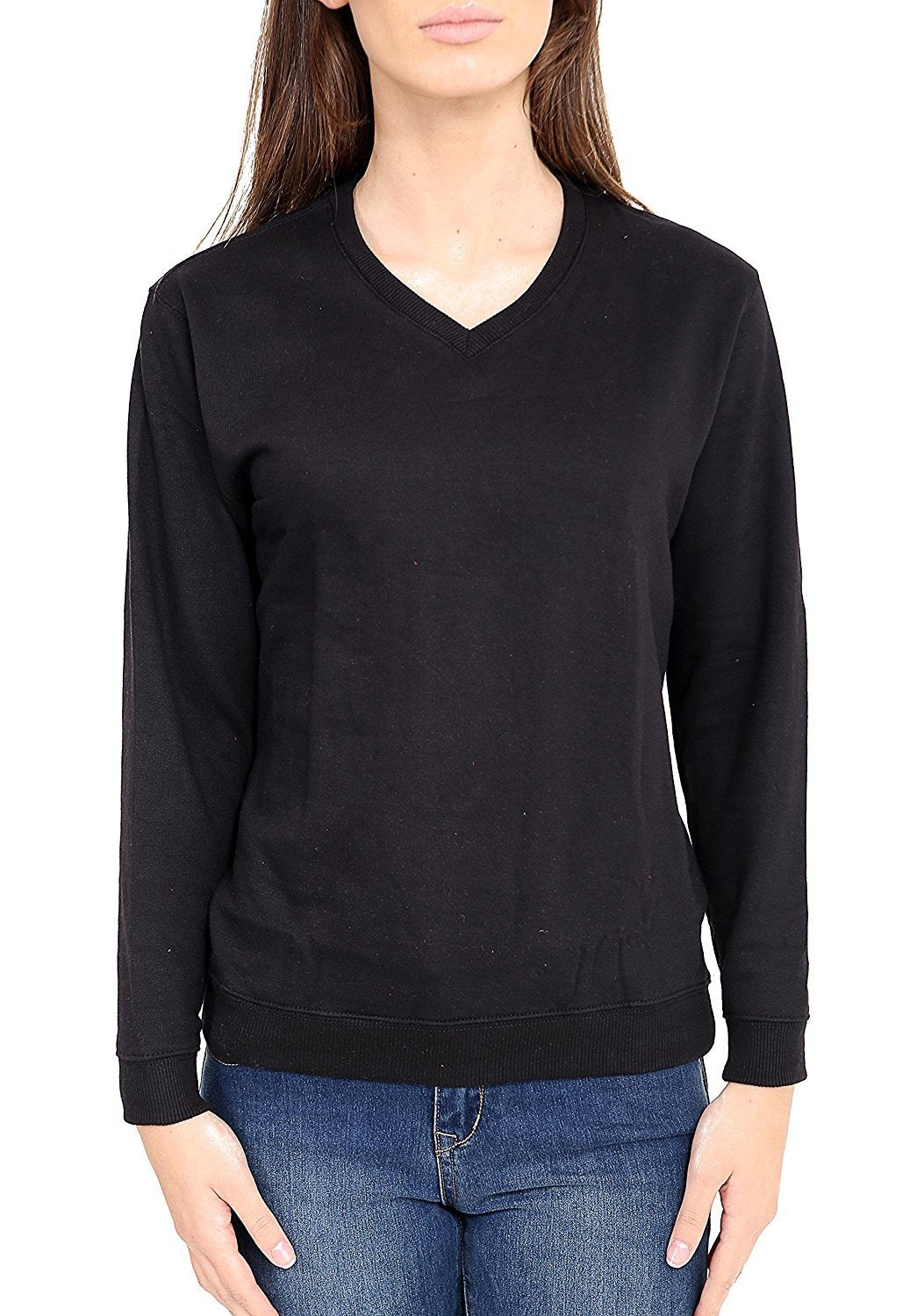 GW CLASSYOUTFIT Girls Boys Kids Unisex Jumper Sweatshirt Shirts Crew Top Fleece Tops Sweat Shirt School Uniform Pull Over Jumper Round/V- Neck School Uniform Ages 5-13 (13, Black V-Neck)