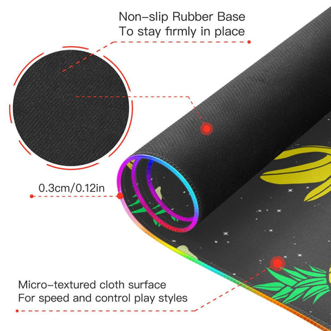 Bananas Pineapples Wireless Charging Mouse Pad for Mobile Phone Extra Large Gaming Mousepad with 13 Lighting Modes Mouse Mat for Gaming MacBook PC Laptop Desk Home Office